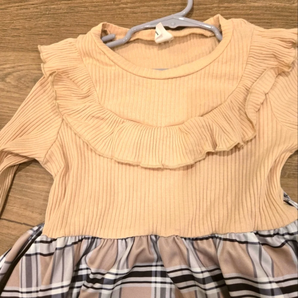 Girls Chic Preppy Retro Ruffle‎ Plaid Dress And Beret Outfit Size 6 EUC